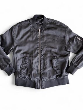 Divided Black Satin Bomber Jacket